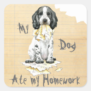 My English Cocker Ate My Homework Square Sticker