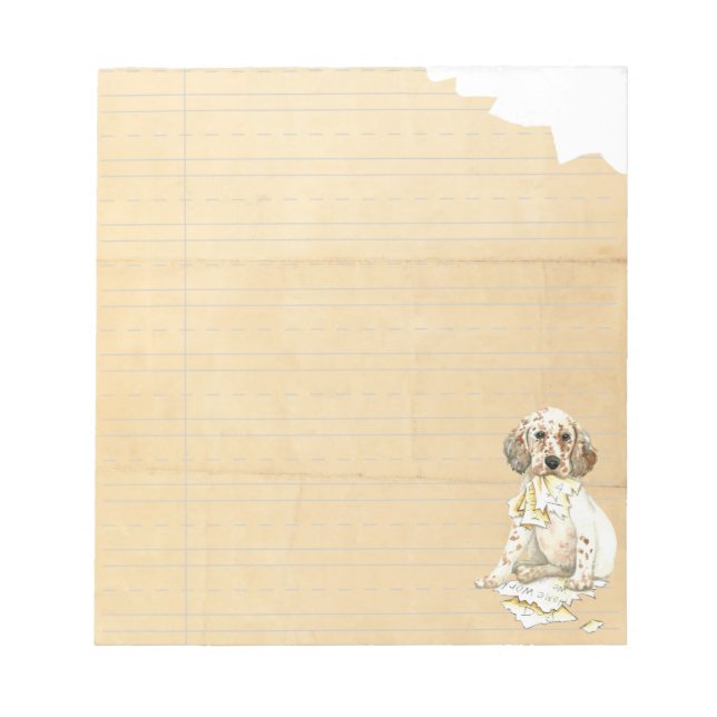 My English Setter Ate My Homework Notepad (Front)