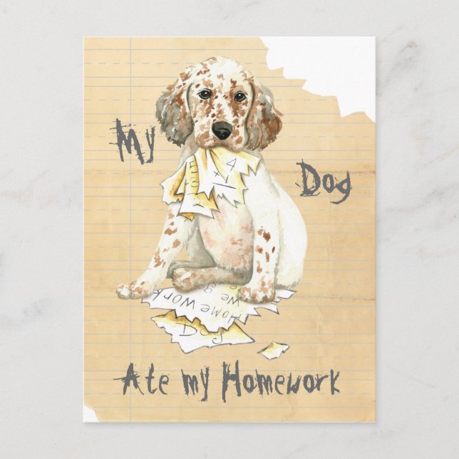 My English Setter Ate My Homework Postcard (Front)