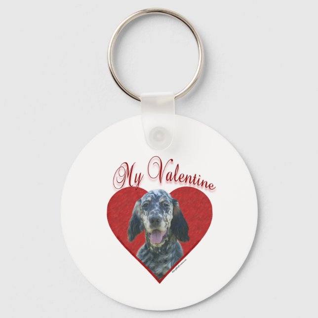 My English Setter Valentine Key Ring (Front)