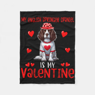 My English Springer Spaniel Is My Valentine Hearts Fleece Blanket