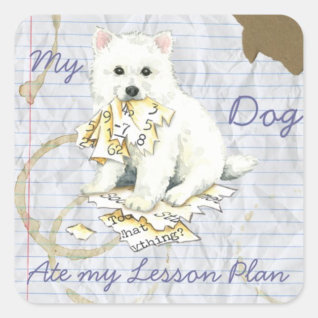 My Eskie Ate My Lesson Plan Square Sticker (Front)