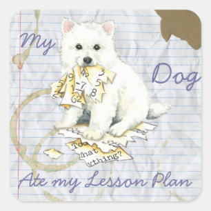 My Eskie Ate My Lesson Plan Square Sticker