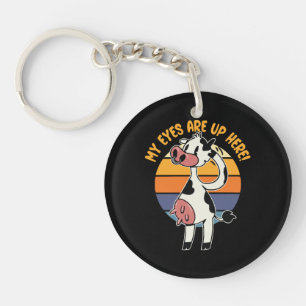My Eyes are up Here! - Funny Cow Udders Graphic Key Ring