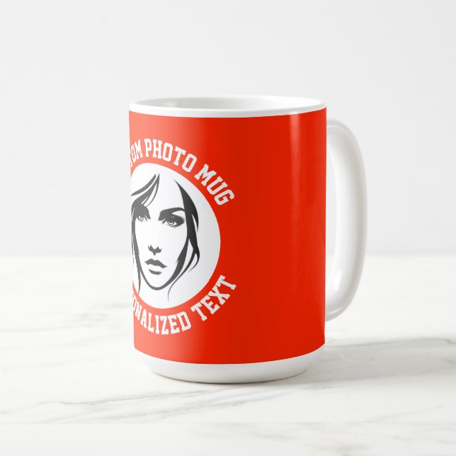 My Face on a BRIGHT RED Large Custom Mug (Front Right)
