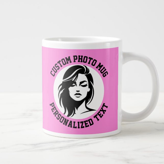 My Face on a CARNATION PINK Custom Large Coffee Mug (Right)