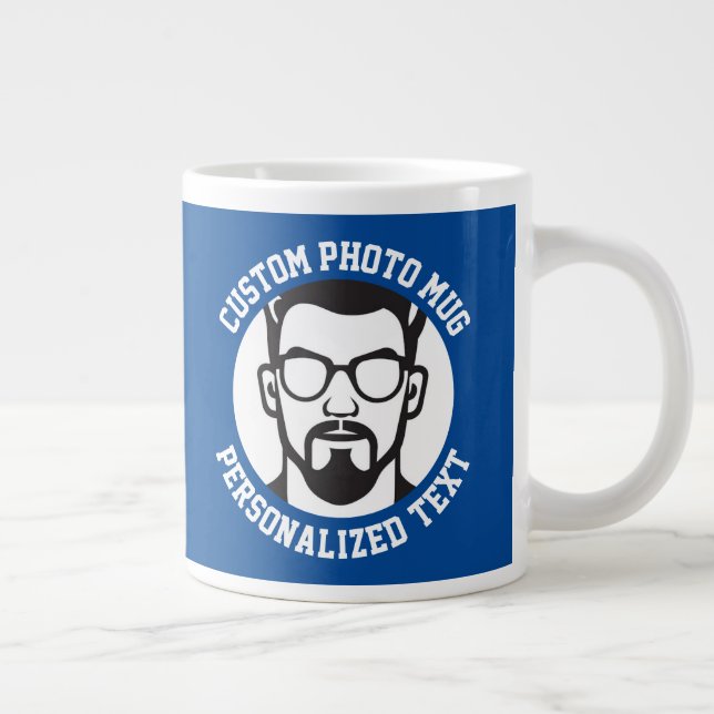 My Face on a CHELSEA BLUE Custom Large Coffee Mug (Right)