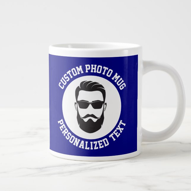 My Face on a NAVY BLUE Custom Large Coffee Mug (Right)