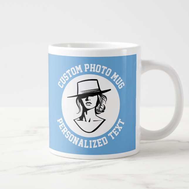 My Face on a POWDER BLUE Custom Large Coffee Mug (Right)