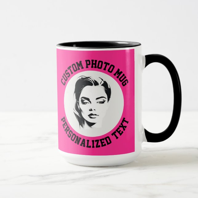 My Face on a STRAWBERRY PINK Large Custom Combo Mug (Right)