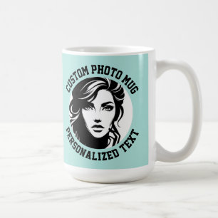 My Face on a TURQUOISE GREEN Large Custom Coffee Mug