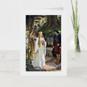 My Fair Lady, Edmund Leighton Art 1914 Vintage Foil Greeting Card