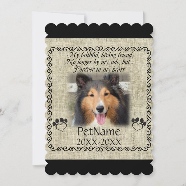 My Faithful Friend Pet Sympathy Custom Burlap Card (Front)