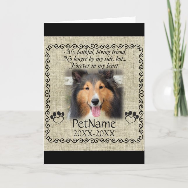 My Faithful Friend Pet Sympathy Custom Burlap Card (Front)
