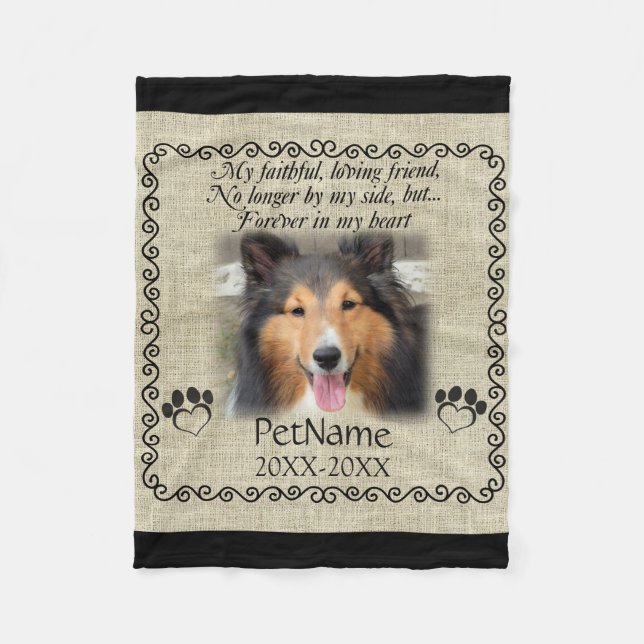 My Faithful Friend Pet Sympathy Custom Burlap Fleece Blanket (Front)
