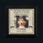 My Faithful Friend Pet Sympathy Custom Burlap Gift Box<br><div class="desc">My faithful, loving friend, No longer by my side, but... forever in my heart. With a black decorative swirl frame and paw prints shaped like hearts with a brown / beige burlap background. Pet poem that goes for dogs, cats, or any pets with paws. Pay tribute to a loved pet...</div>