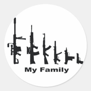 My Family (I Love Guns) Classic Round Sticker