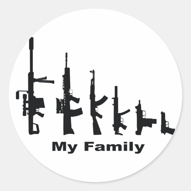 My Family (I Love Guns) Classic Round Sticker (Front)
