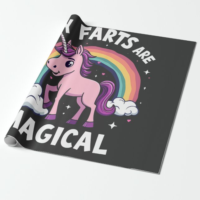 My Farts Are Magical Funny Unicorn Rainbow  Wrapping Paper (Unrolled)