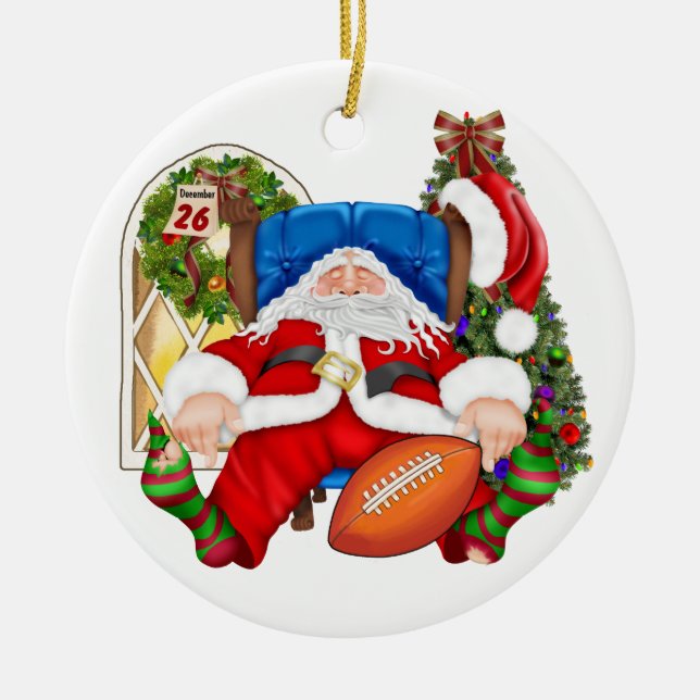 MY FAV! Tracy's Football Santa - SRF Ceramic Ornament (Front)