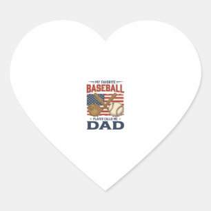 My Favorite Baseball Player Calls Me Dad Vintage D Heart Sticker