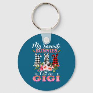 My Favorite Bunnies Call Me Gigi Easter Leopard _1 Key Ring