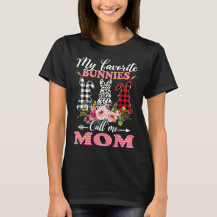 My Favorite Bunnies Call Me Mom Easter Leopard T-Shirt