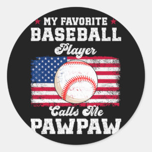 My Favorite Bysebyll Player Calls Me Pawpaw Flag F Classic Round Sticker