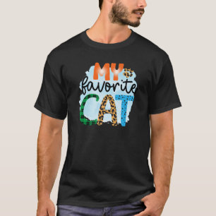 My Favorite Cat Graphic Patchwork T-Shirt