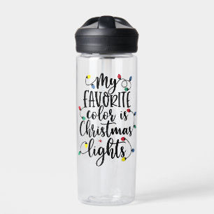My Favorite Color is Christmas Lights Santa Claus Water Bottle