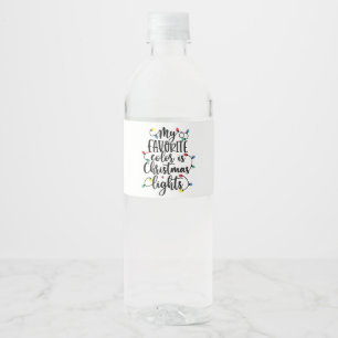 My Favorite Color is Christmas Lights Santa Claus Water Bottle Label