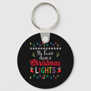 My Favorite Color Is Christmas Lights Xmas T Shirt Key Ring