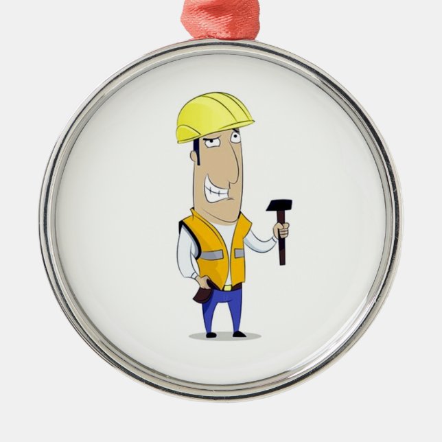 MY FAVORITE *CONSTRUCTION WORKER* METAL ORNAMENT (Front)