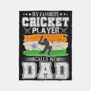 My Favorite Cricket Player Calls Me Dad India Flag Fleece Blanket