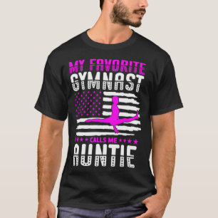 My Favorite Gymnast Calls Me Auntie USA Flag Gymna T-Shirt
