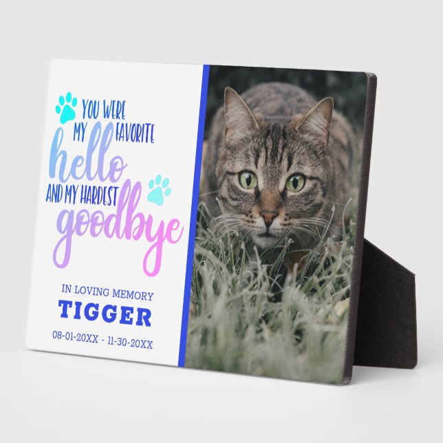 My Favorite Hello Pet Cat Memorial Photo Keepsake Plaque (Side)