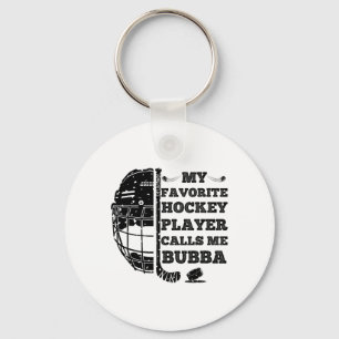 My Favorite Hockey Calls Me Bub Vintage Family Mat Key Ring