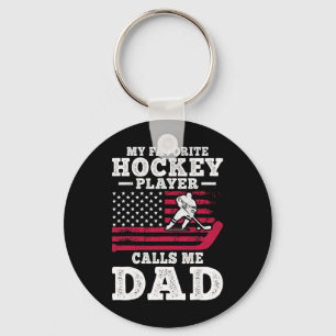 My Favorite Hockey Player Calls Me Dad Usa Flag Key Ring