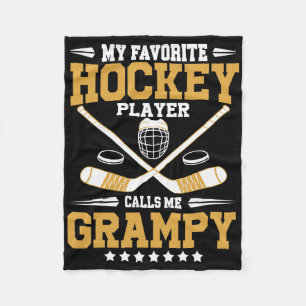 My Favorite Hockey Player Calls Me Grampy Hockey P Fleece Blanket