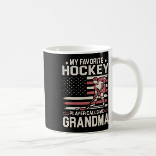 My Favorite Hockey Player Calls Me Grandma Us Flag Coffee Mug