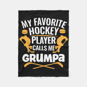 My Favorite Hockey Player Calls Me Grumpa Fleece Blanket