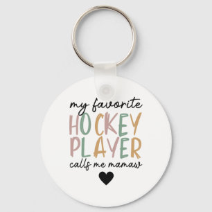 My Favorite Hockey Player Calls Me Mamaw Vintage Key Ring