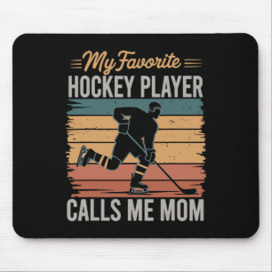 My Favorite Hockey Player Calls Me Mom Retro Vinta Mouse Pad