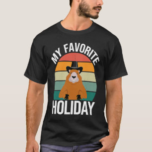 MY FAVORITE HOLDIDAY  GROUNDHOG DAY SUNSET RETRO T-Shirt