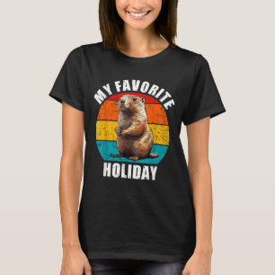 My Favorite Holiday Funny Groundhog Day 2025 Retro T-Shirt