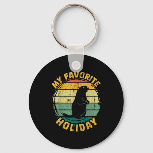 My Favorite Holiday Groundhog Day Retro Vintage Su Key Ring