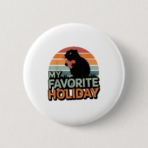 My Favorite Holiday Groundhog Sunset With Nostalgi 6 Cm Round Badge