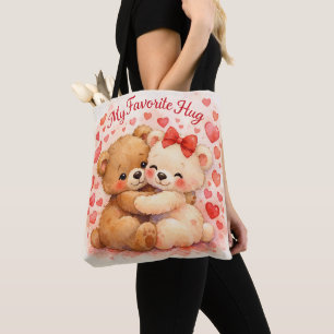 My Favorite Hug Cute Teddy Bear Valentine Tote Bag