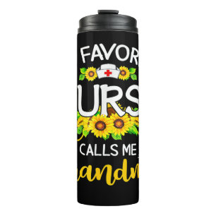 My Favorite Nurse Calls Me Grandma Sunflowers Moth Thermal Tumbler