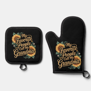 My Favorite People Call Me Grandma Mother's Day Oven Mitt & Pot Holder Set
